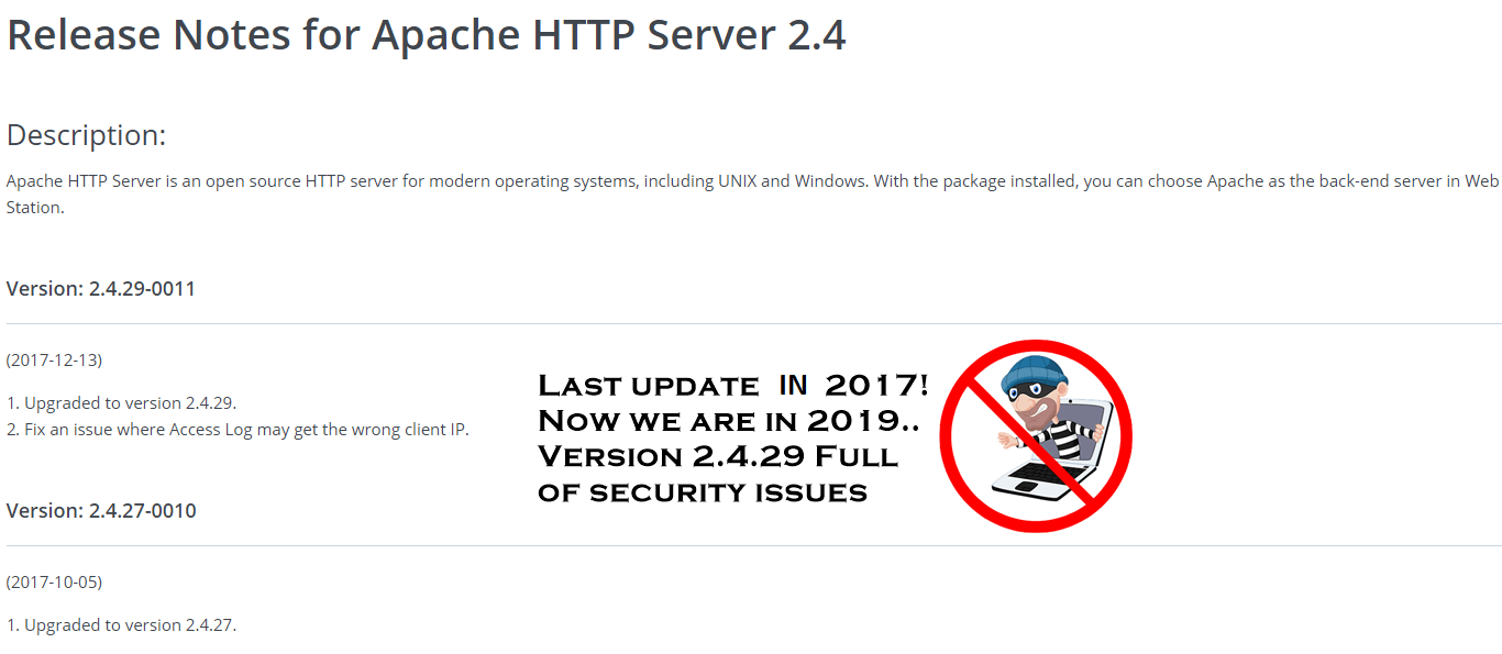 apache http server 2.4 is out of date and full of problem