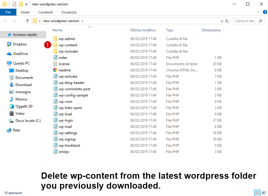 delete wp content folder wordpress