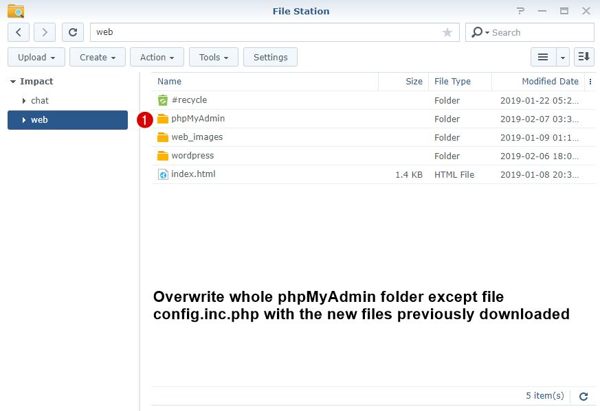 phpmyadmin folder overwrite it