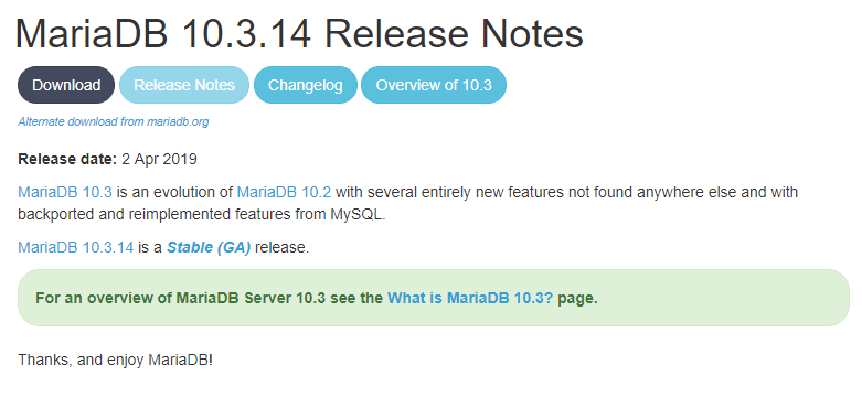 MariaDB 10.3.14