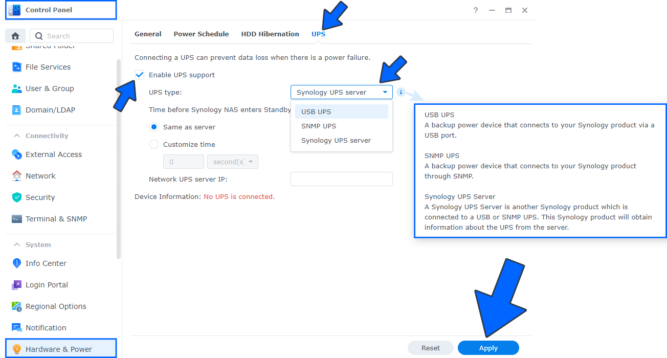 Synology NAS UPS Support