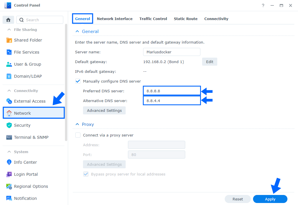 Google Synology NAS DNS Network