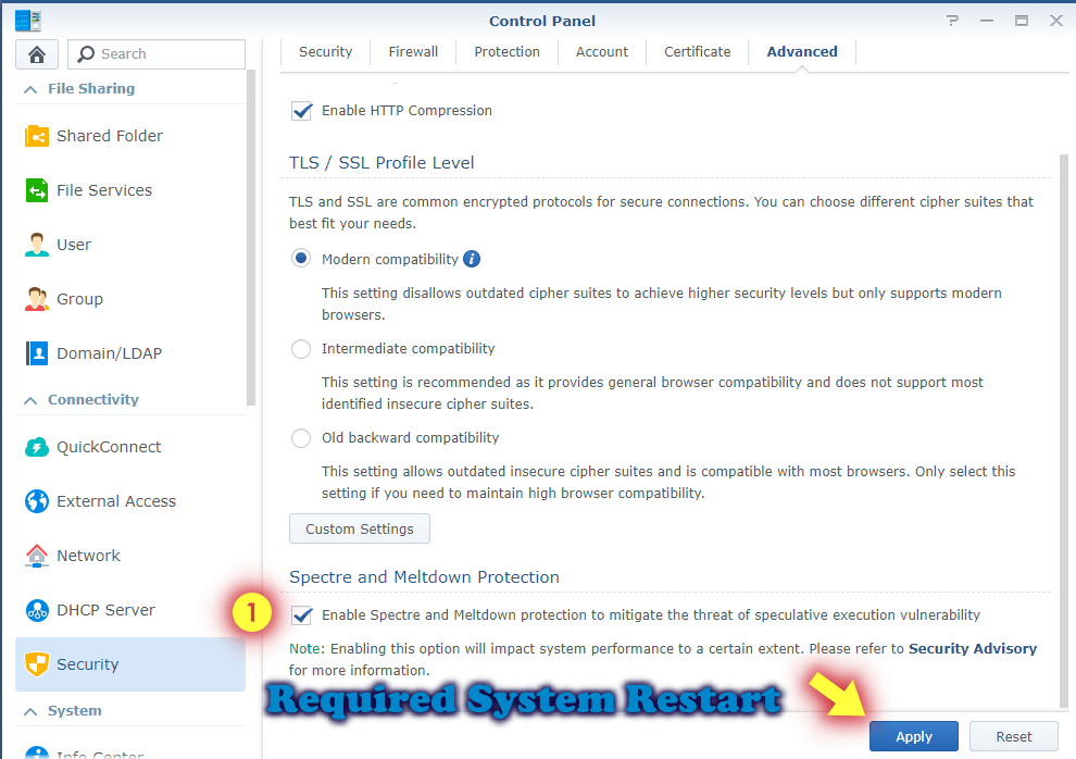 Synology meltdown and spectre protection