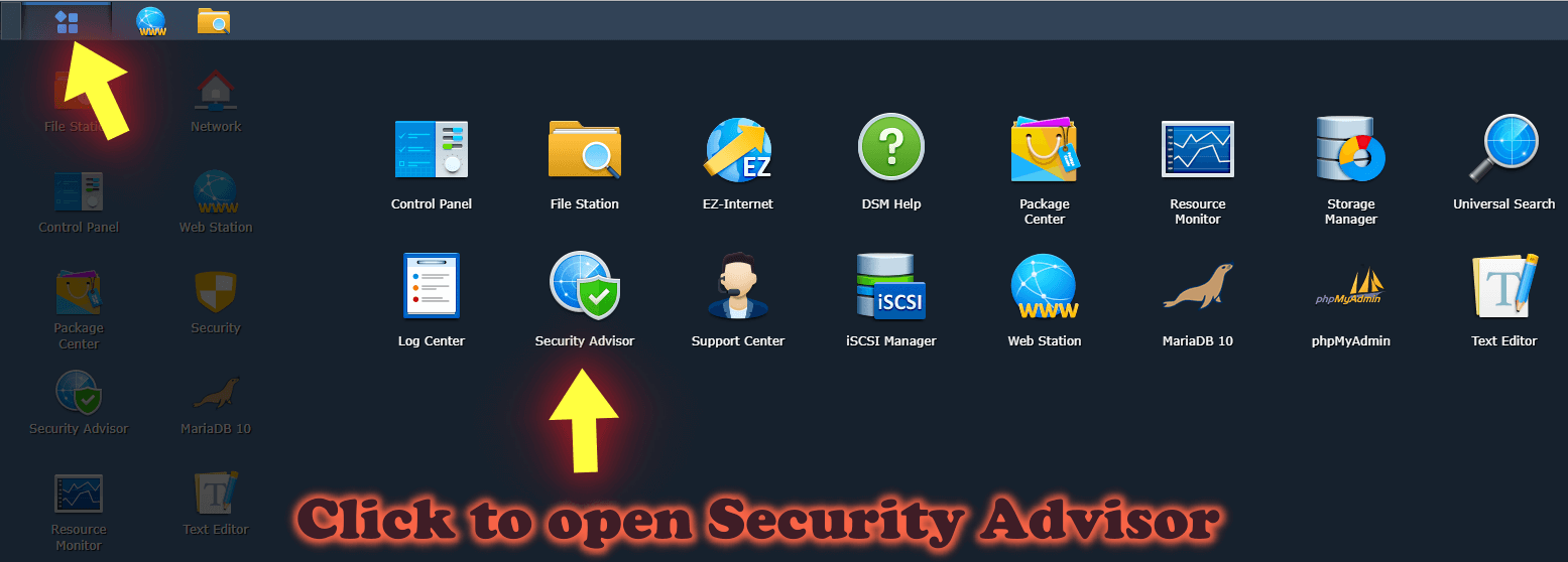 abrir Security Advisor on synology nas