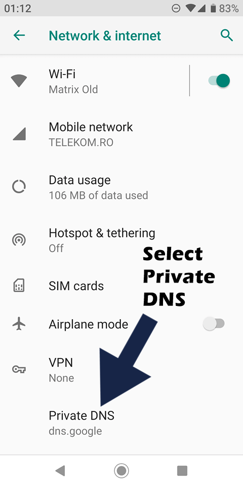 step 2 android set google dns