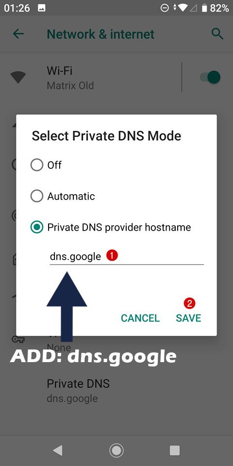 step 3 android set google dns