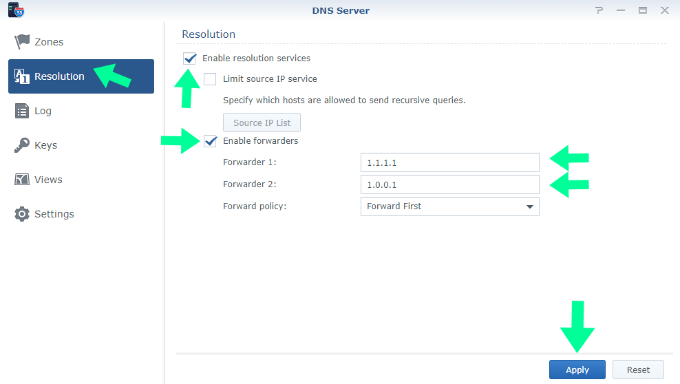 Cloudflare Dns synology server