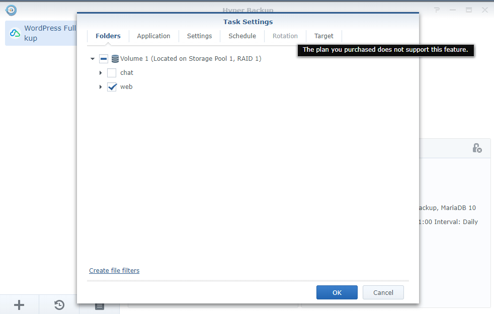 Synology C2 cloud error Hyper Backup