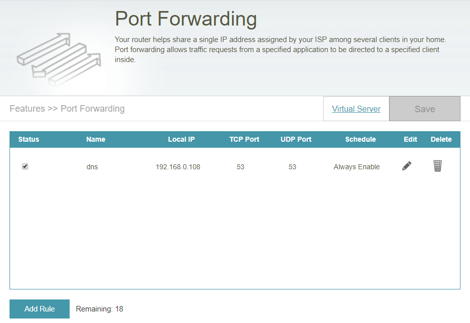 port forwarding dns service synology