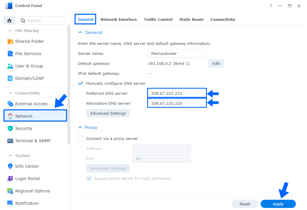 OpenDNS Synology NAS DNS Network