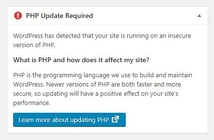 PHP Update Required