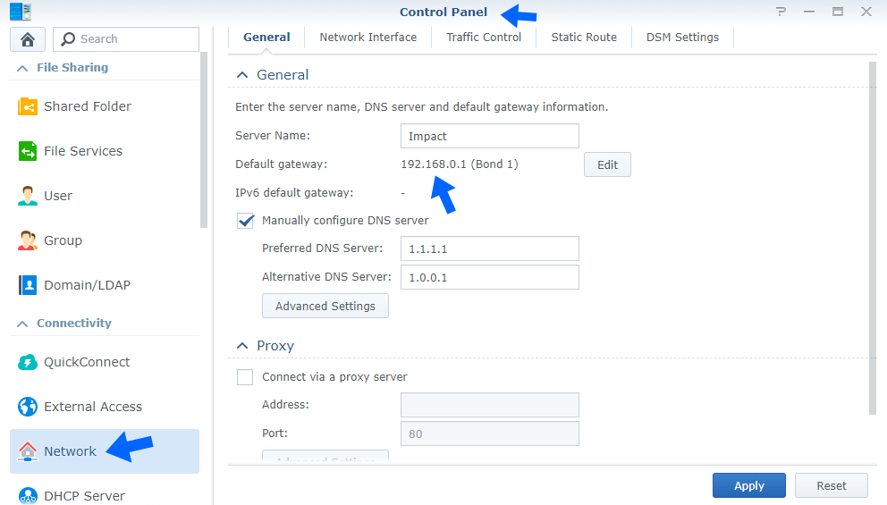 Synology DSM internal router IP