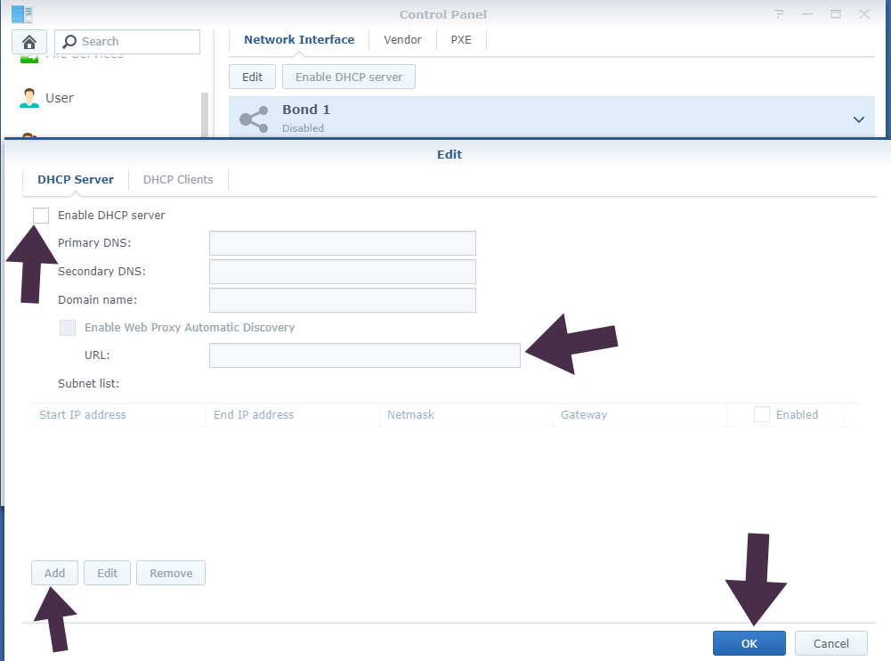 Synology Enable DHCP server