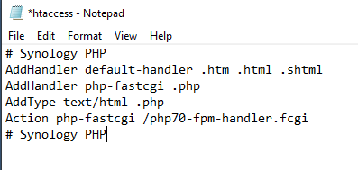 php 7.0 htaccess synology