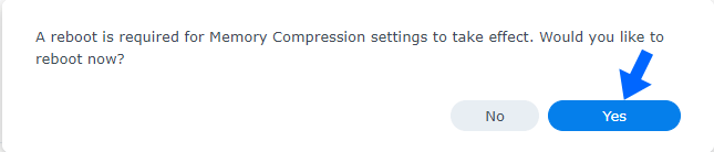 uncheck Memory Compression Synology NAS