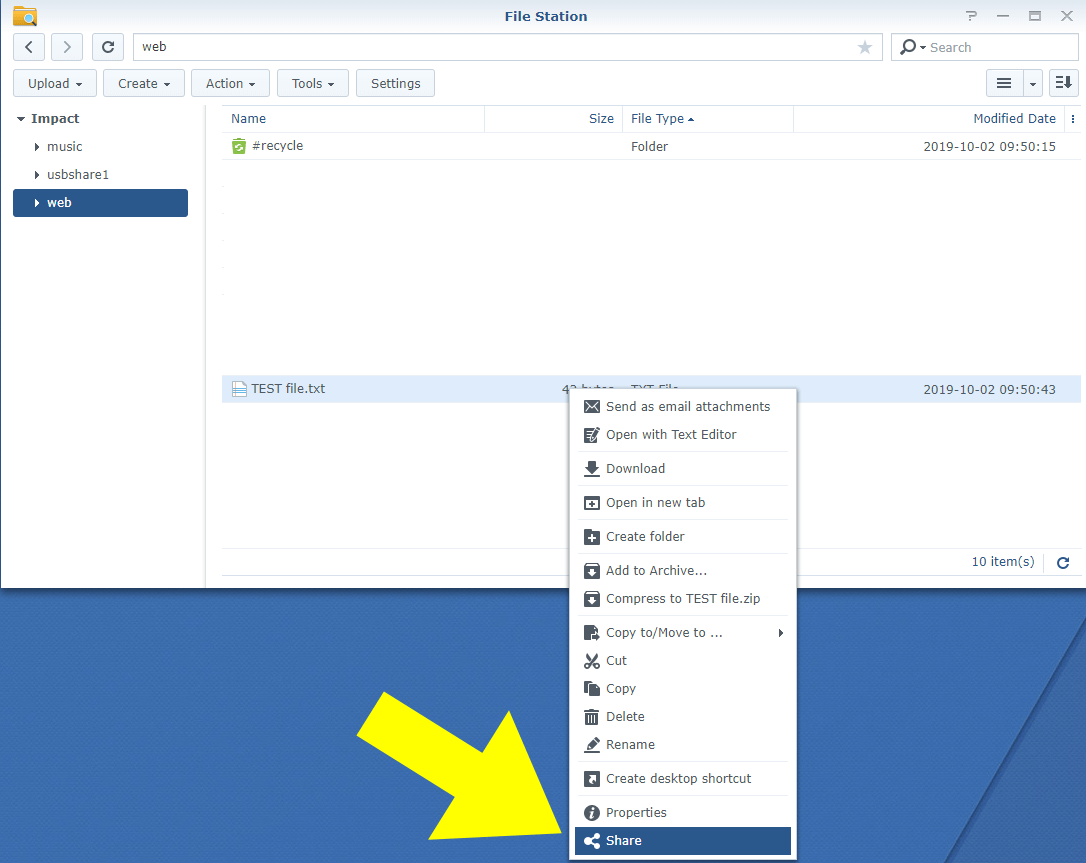 1 shared link file synology