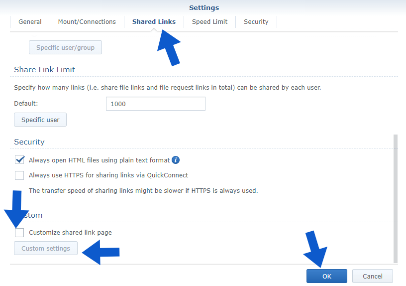 10 setting shared links editor synology