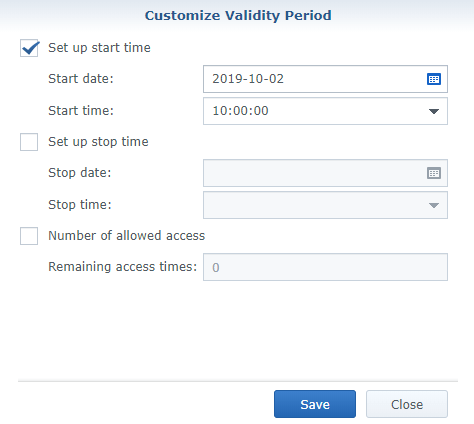 3 Synology shared link validity