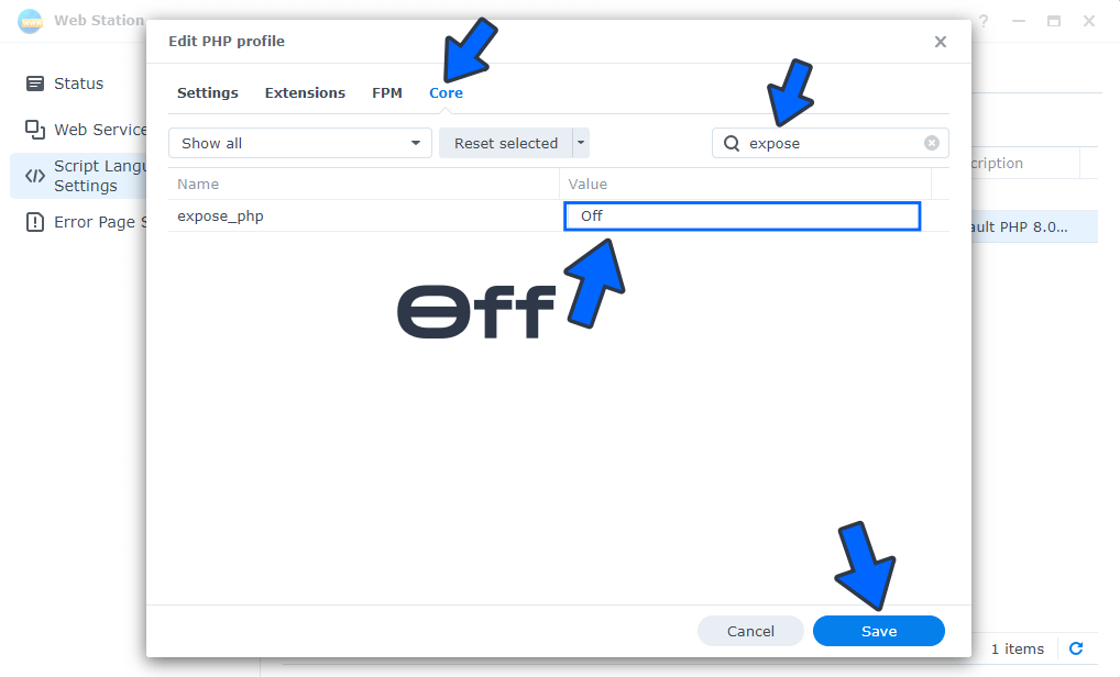 Synology hide PHP 2