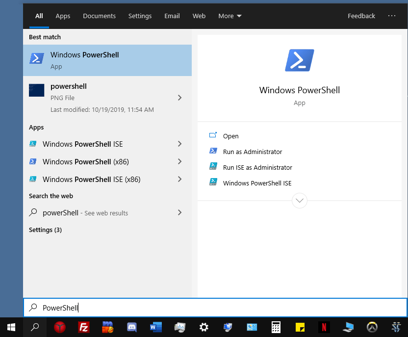 Windows 10 powershell