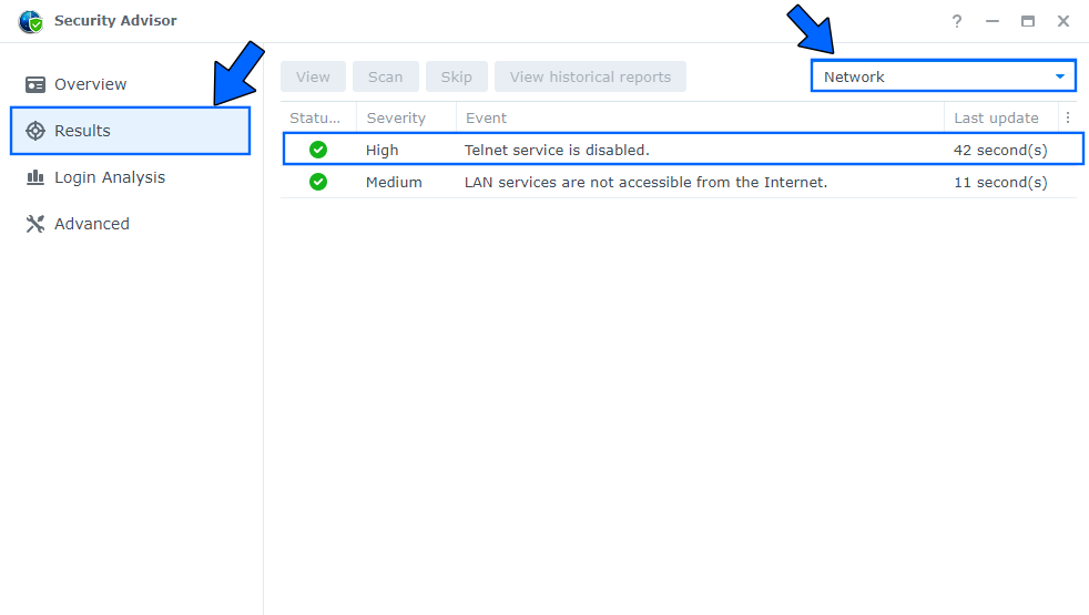 Synology Security Advisor Telnet Network