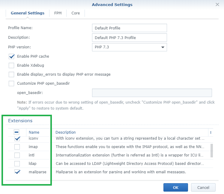php imagick extension missing on synology nas