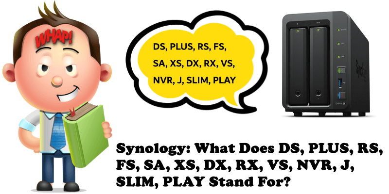 Synology What Does DS, PLUS, RS, FS, SA, XS, DX, RX, VS, NVR, J, SLIM, PLAY Stand For