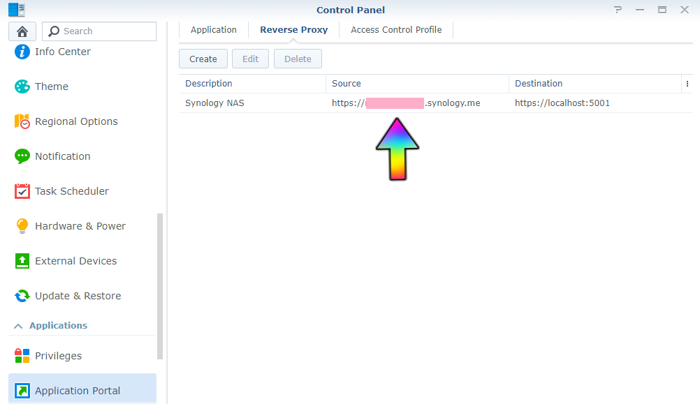 Synology reverse proxy successful