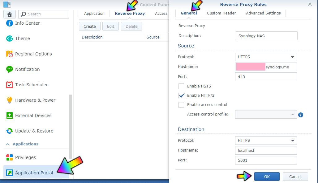 Synology reverse proxy synology.me