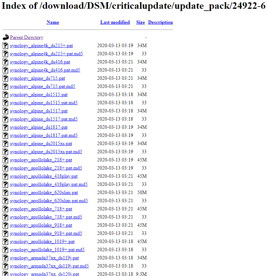 index synology dsm update