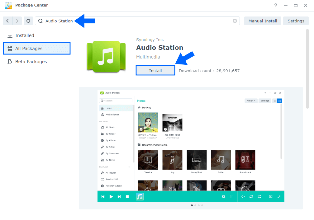 Synology Download Audio Station