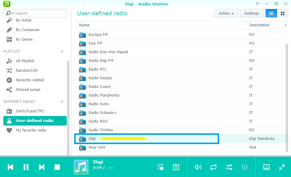 double click on radio station synology nas