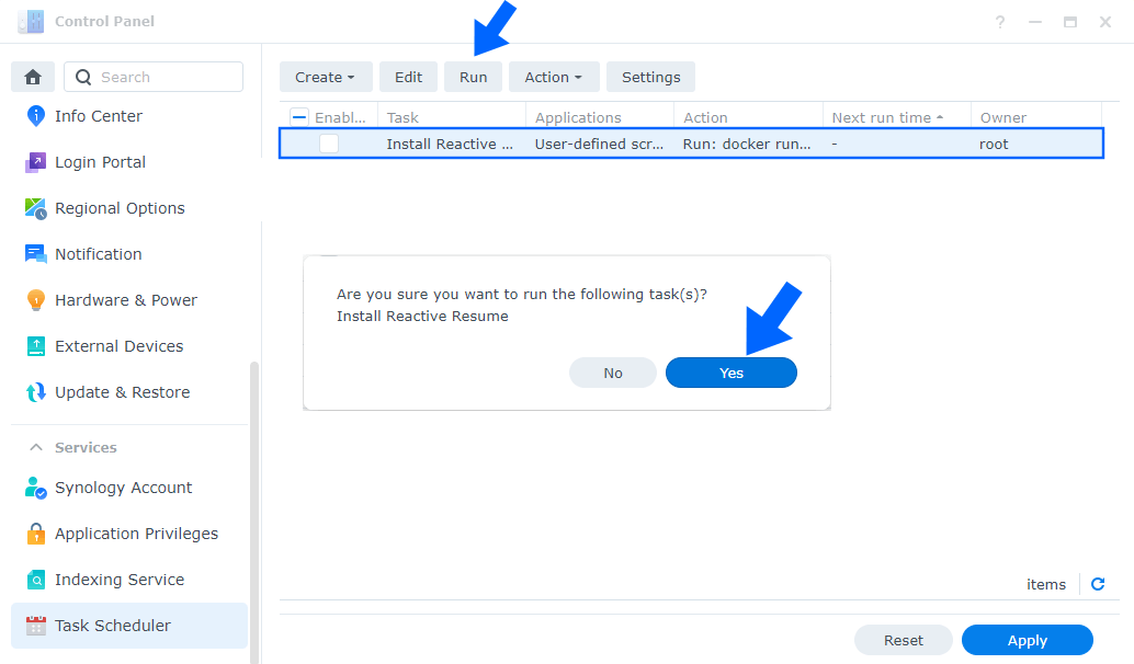 Reactive Resume Synology NAS Set up 4