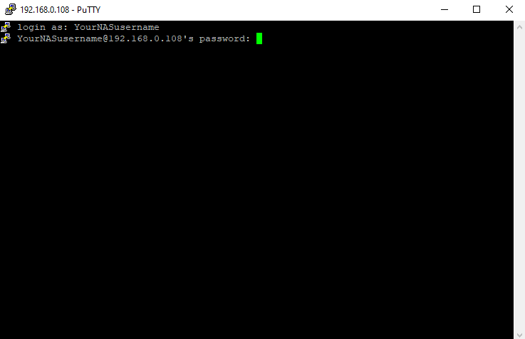 putty Synology NAS SSH