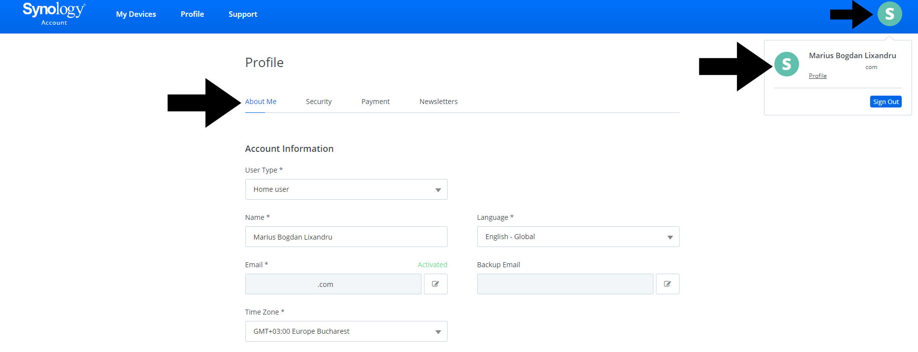 Synology account no profile picture
