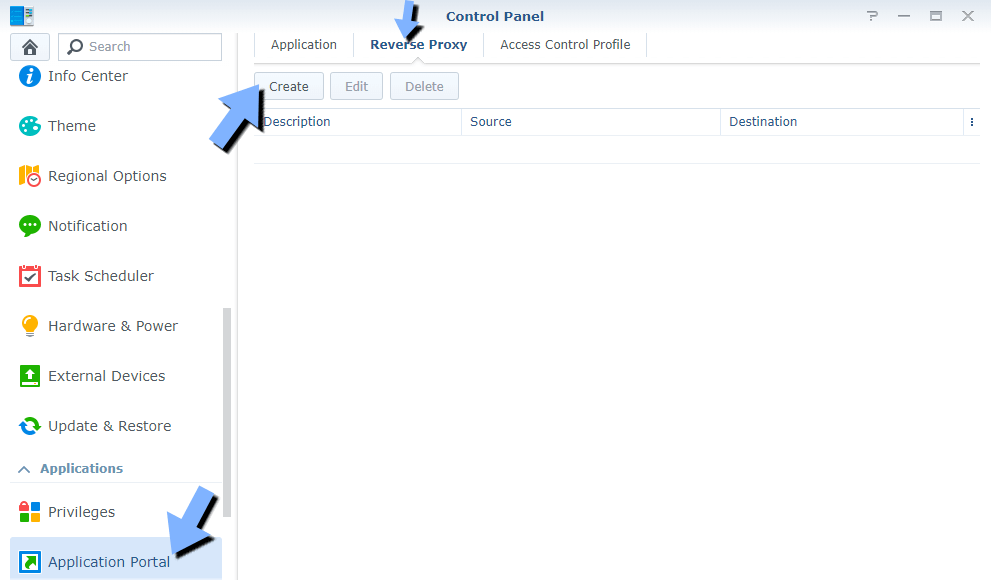 Synology create Reverse Proxy