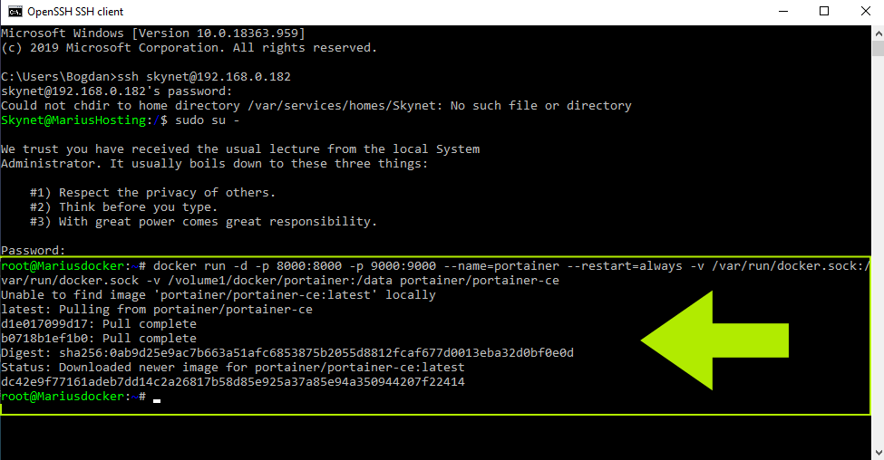 12b Portainer Synology Command Prompt