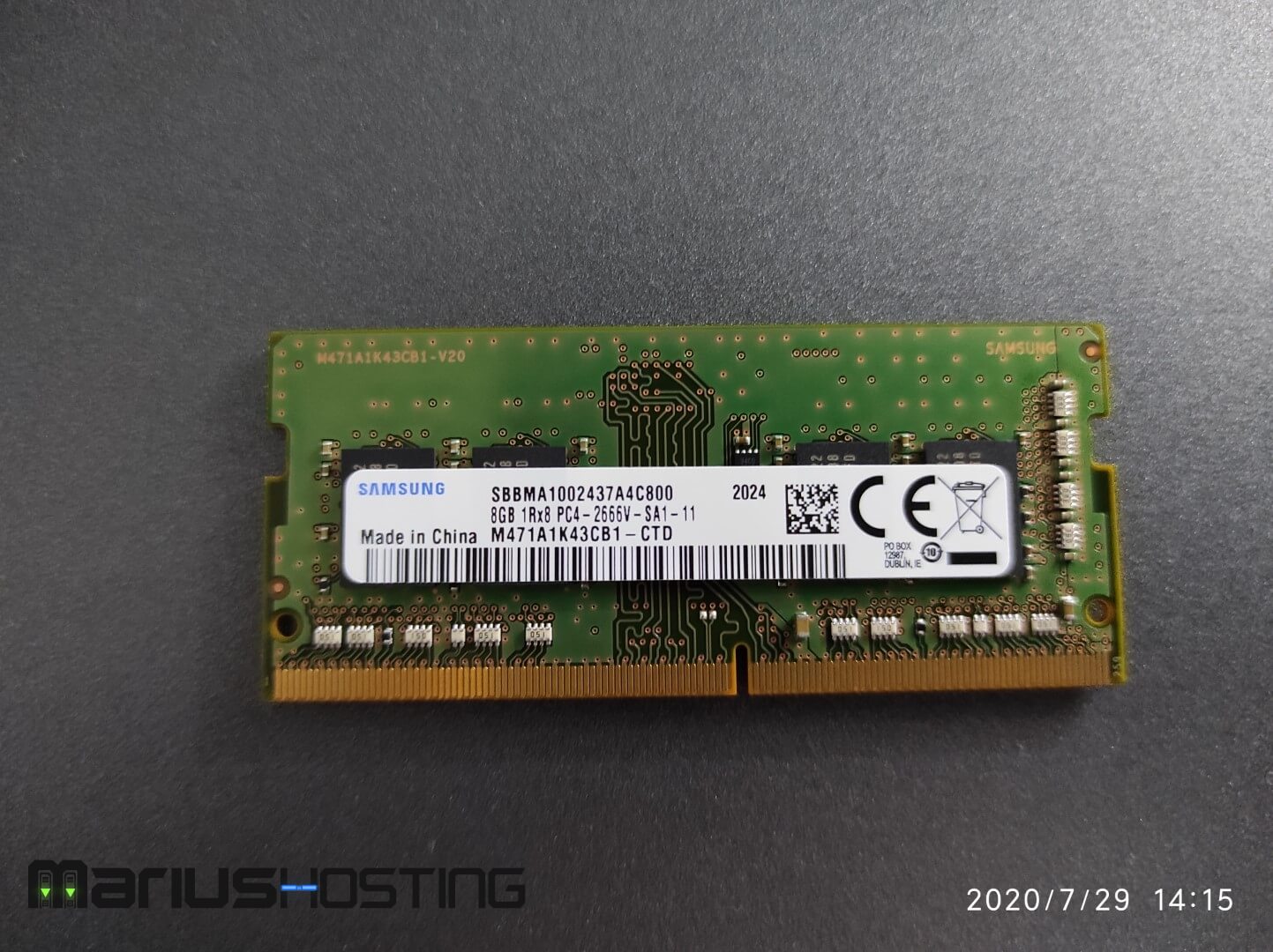 Samsung 8GB DDR4 CL19 2666MHz Product Code M471A1K43CB1-CTD