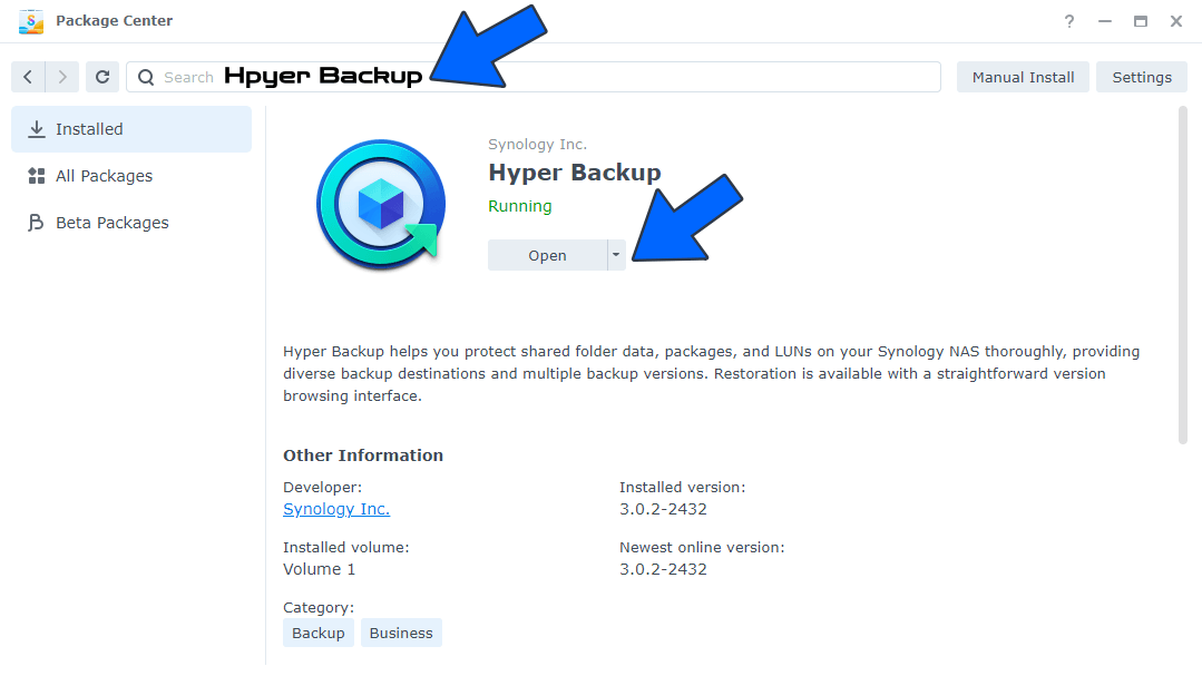 Synology Backup Surveillance Station with Hyper Backup 1