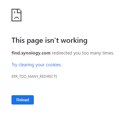 find synology com too many redirects
