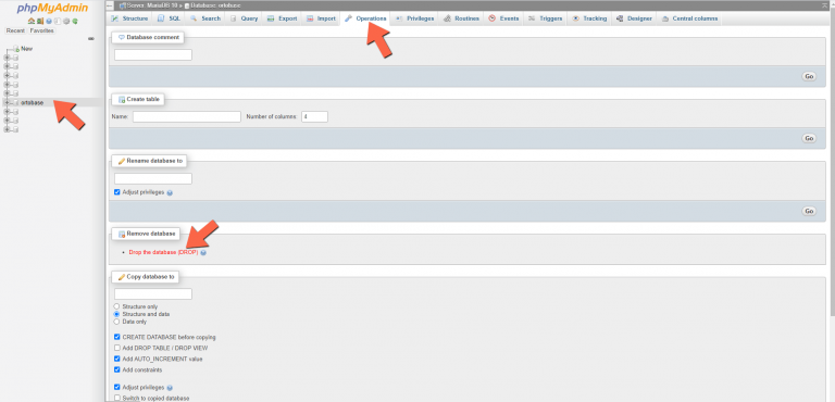 phpMyAdmin: How to Delete a Database – Marius Hosting