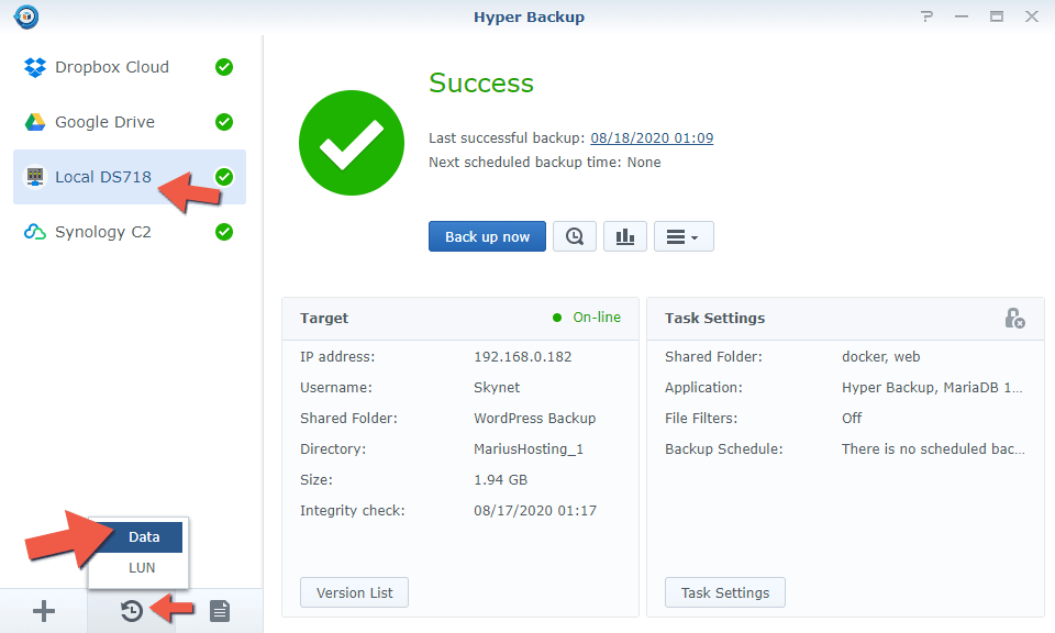 Restore Data Back up NAS to Another NAS