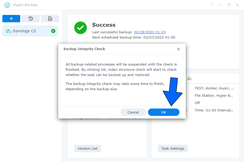 Synology Hyper Backup Integrity 2