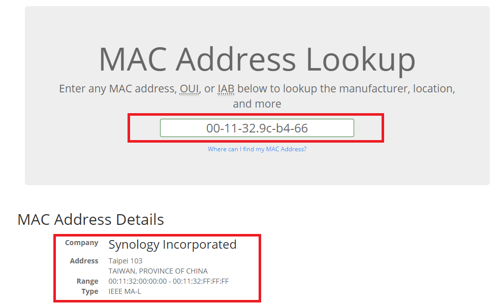 identify device by mac address online