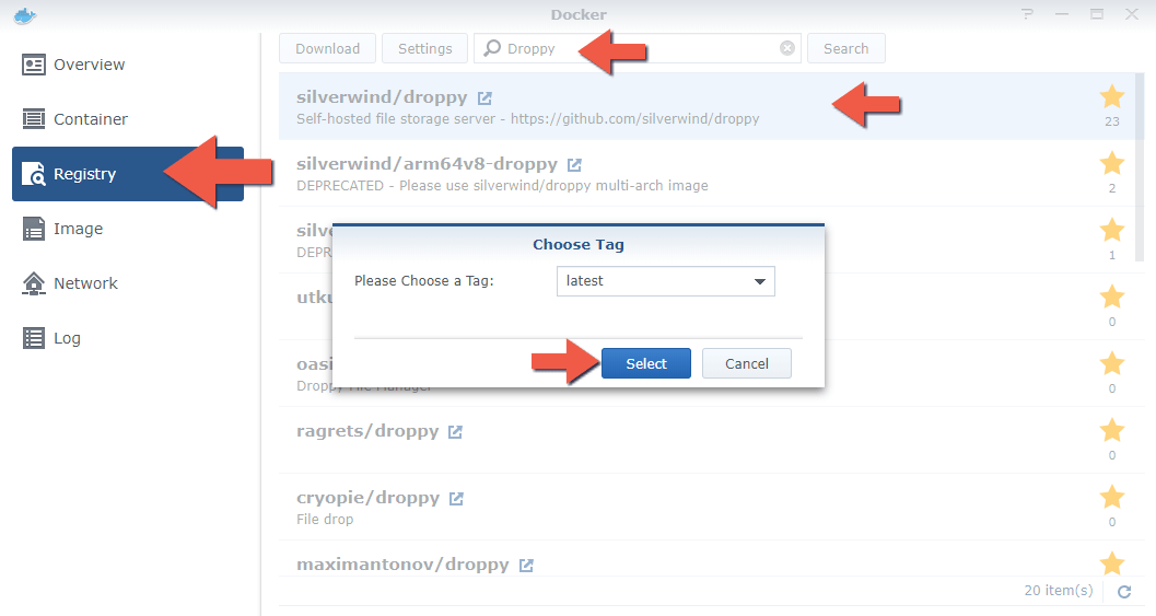 1 Synology NAS install Droppy docker setup