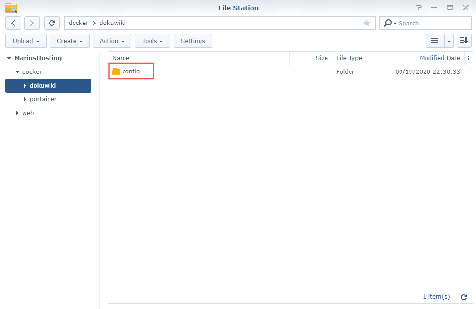 2 Synology NAS DokuWiki Docker container set up