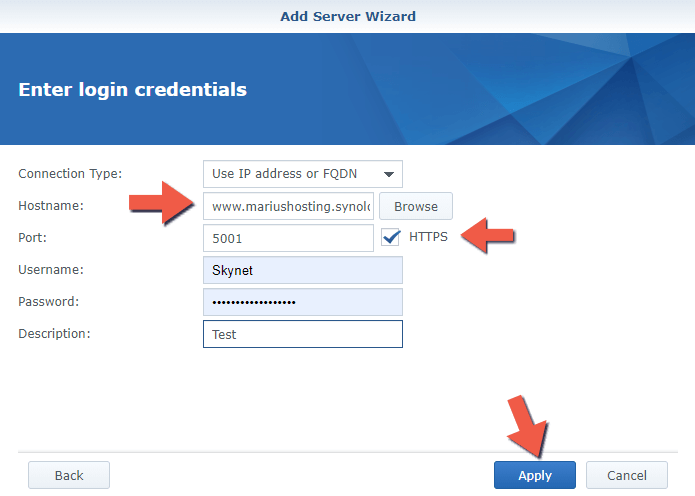 4 Synology CMS DDNS synology.me set up