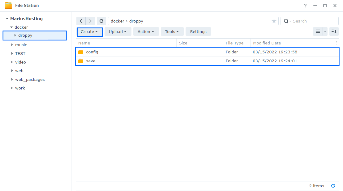 Droppy Synology NAS Set up 2 new