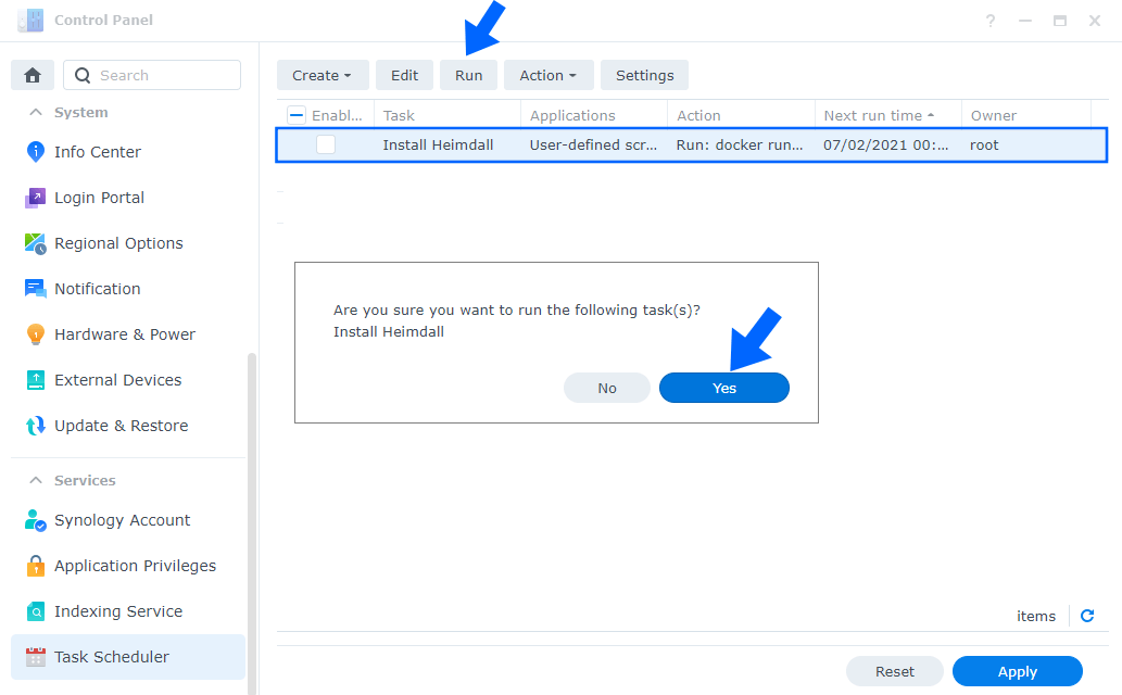 Heimdall Synology NAS Set up 5