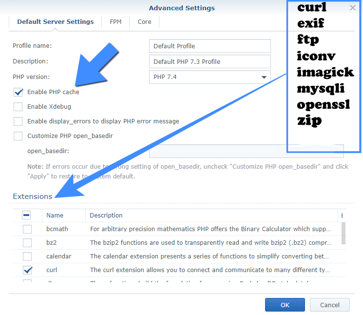 Synology PHP 7.4 WordPress Extension